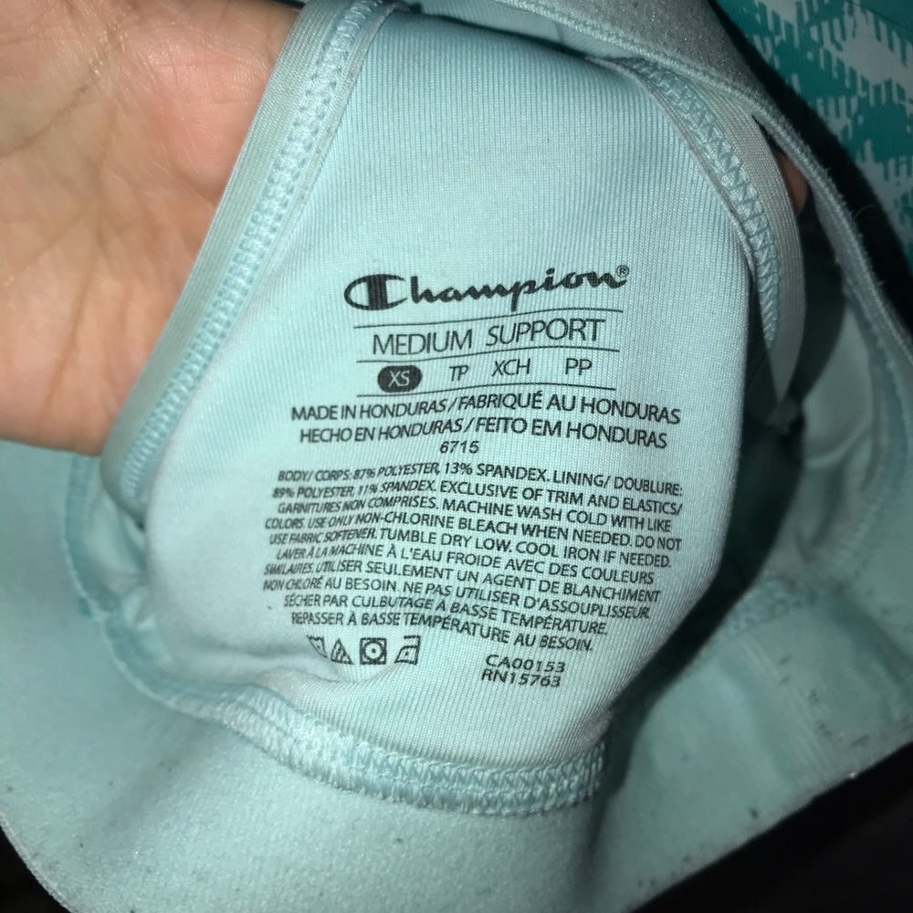 Turquoise champion sports bra